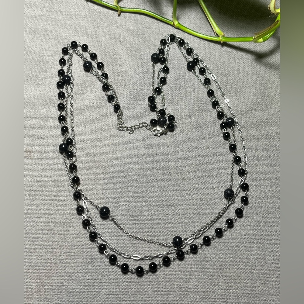Elegant Black and Silver Beaded Necklace